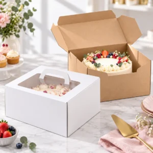 cajas de pastel y tarta de frutos rojos