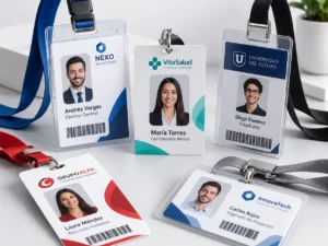 gafetes corporativos modernos con identidad profes