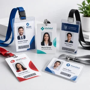 gafetes corporativos modernos con identidad profes