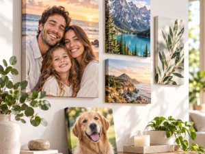 galería de lienzos en un hogar acogedor