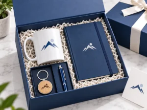 kit de regalo corporativo azul premium