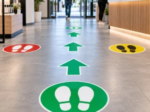señalización de piso en lobby moderno