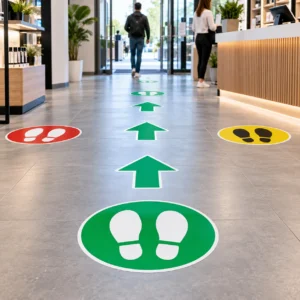 señalización de piso en lobby moderno