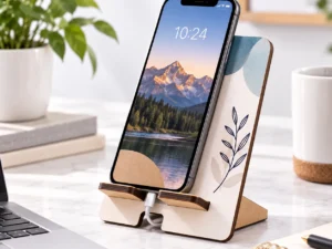 soporte de teléfono en escritorio moderno